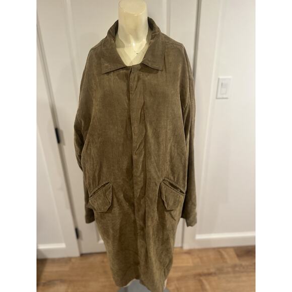 Territory Ahead Jackets & Blazers - The Territory Ahead Mens M Trench Coat Solid Olive Button-Front Flannel Lined